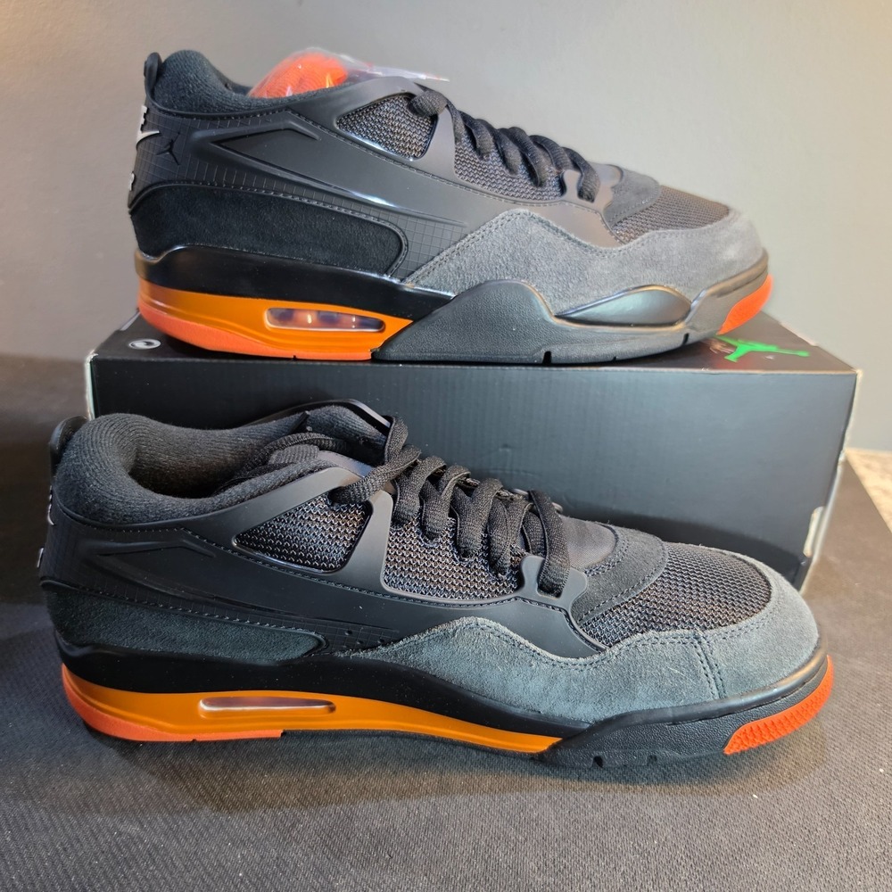 New Air Jordan 4 RM Black Starfish Mens 11 HF8126-001 Anthracite Orange Laces - Picture 2 of 12